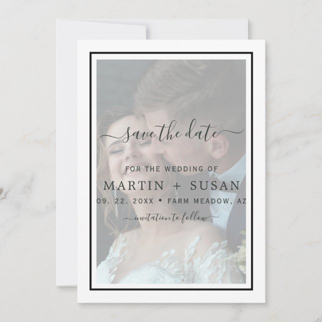 Save The Date Moderne Élégante calligraphie Mariage de superposi (Devant)