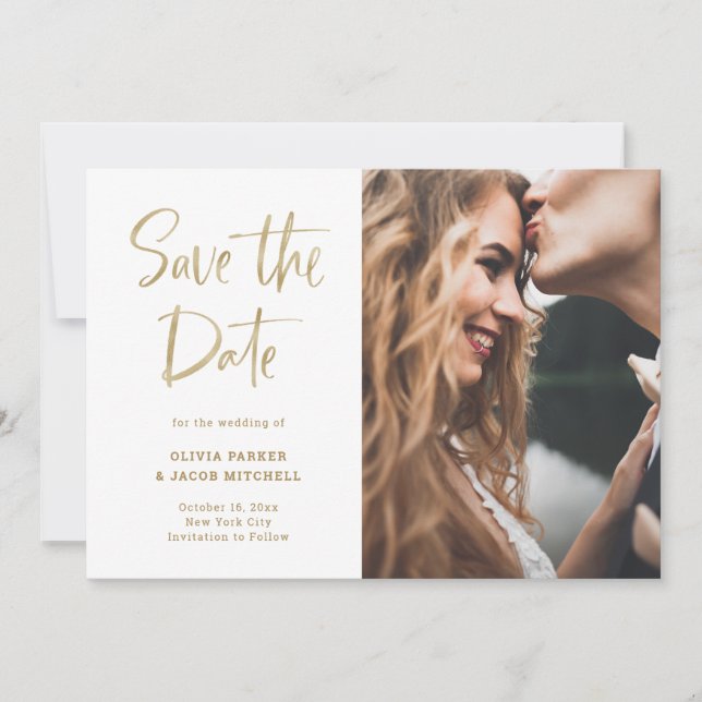 Save The Date Moderne et élégant Faux Gold | Photo (Devant)