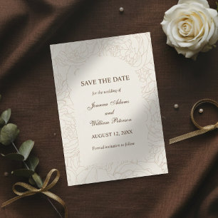 Save The Date Moderne et élégant mariage à fleurs beige brun