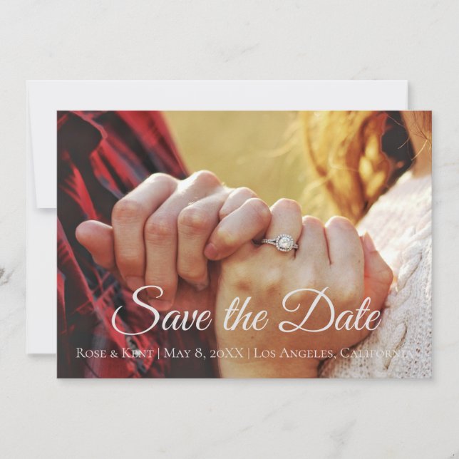 Save The Date Moderne et photo | Motif Rose noir blanc (Devant)
