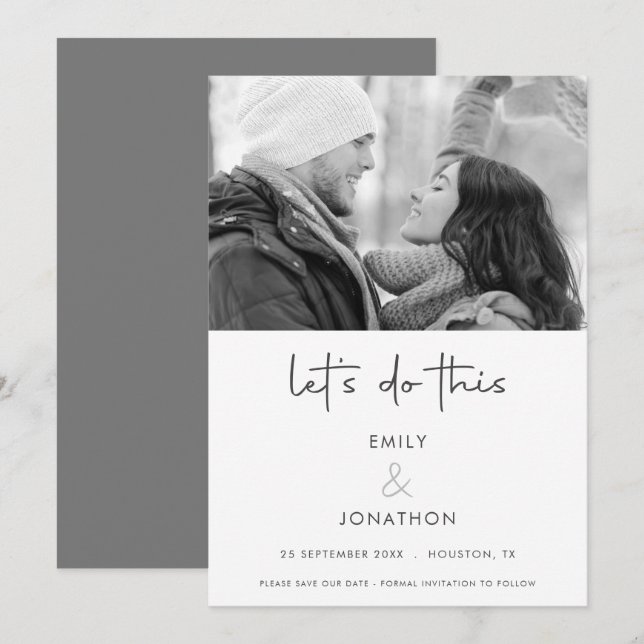 Save The Date Moderne Faisons Cette Photo Black White Enregistre (Devant / Derrière)