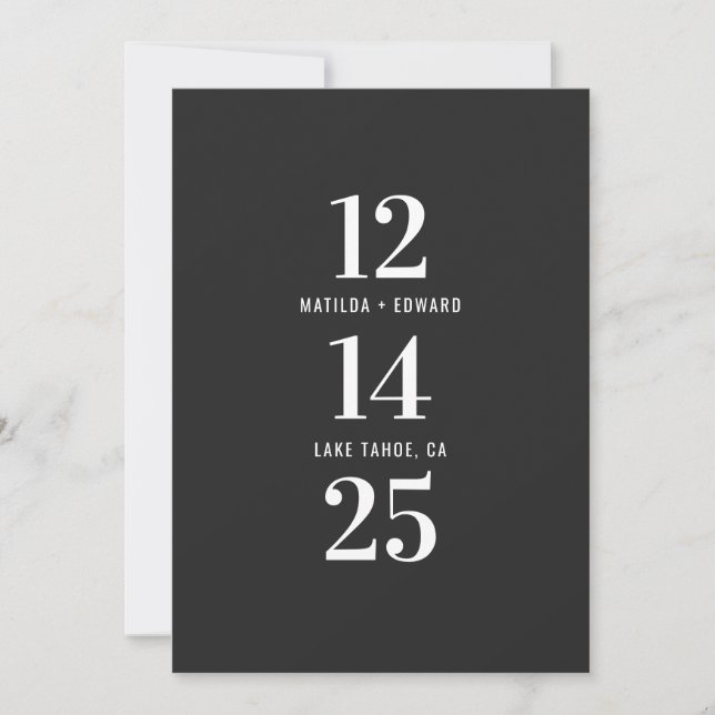 Save The Date Moderne, graphique, typographie mariage monochrome (Devant)
