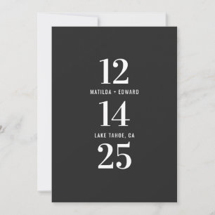 Save The Date Moderne, graphique, typographie mariage monochrome