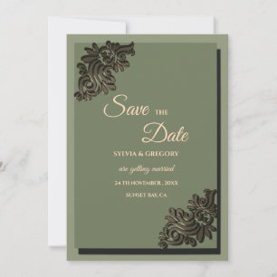 Save The Date Moderne Luxe ton Terre Sage Vert & Or Classic