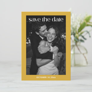 Save The Date Moderne Mariage Minimaliste Jaune Moutarde Photo Q