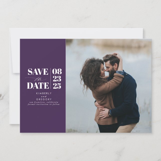 Save The Date Moderne minimal aubergine pourpre Enregistrer la d (Devant)