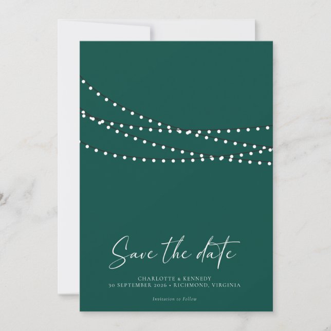 Save The Date Moderne minimal String Lights Photo Enregistrer la (Devant)
