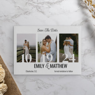 Save The Date Moderne Minimaliste 3 Photo Élégant Enregistrer La