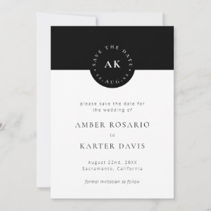 Save The Date Moderne minimaliste Bloc de couleur simple Noir &