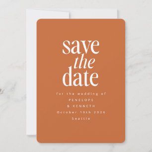 Save The Date Moderne minimaliste Burnt Orange Rust Simple Éléga