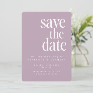 Save The Date Moderne minimaliste Dusty Lilac Simple Mariage Bol