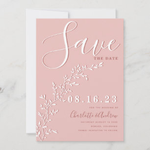 Save The Date Moderne Minimaliste Dusty Rose Foliage Enregistrer