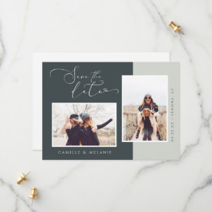 Save The Date Moderne, minimaliste Élégant Gris Deux Tons 2 Phot