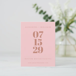 Save The Date Moderne minimaliste en terre cuite Blush photo com