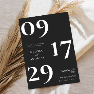 Save The Date Moderne minimaliste Mariage noir et blanc
