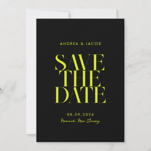 Save The Date Moderne minimaliste noir Jaune Mariage chic
