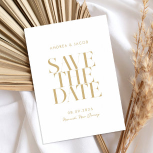 Save The Date Moderne minimaliste or blanc Mariage chic
