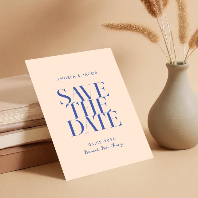 Save The Date Moderne minimaliste Pêche Lumière Bleu Chic Mariag (Créateur téléchargé)