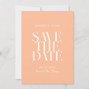 Save The Date Moderne minimaliste Pêche Mariage chic