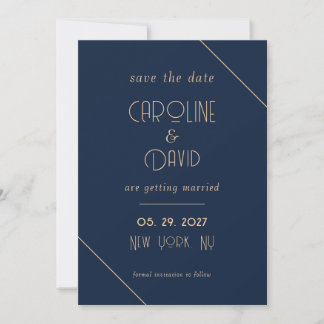 Save The Date Moderne Minimaliste Simple Mariage Bleu Nuit