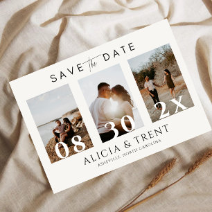 Save The Date Moderne Minimaliste Superposition de 3 Photos de D