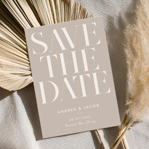 Save The Date Moderne minimaliste Taupe Beige Chic Mariage