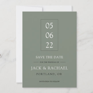 Save The Date Moderne Minimaliste Vert Olive Élégant