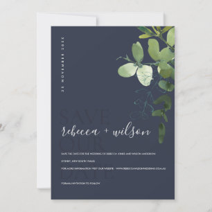 SAVE THE DATE MODERNE MODERNE EUCALYPTUS FOLIAGE COULEUR D'EAU