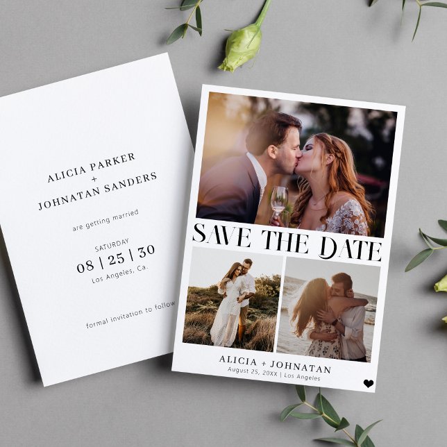 Save The Date Moderne multi photo simple minimaliste mariage (Créateur téléchargé)