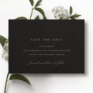 Save The Date Moderne Noir   Élégant Mariage Minimaliste et Somb