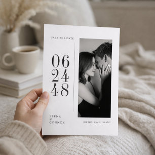 Save The Date Moderne Photo Éditorial De Date Verticale Mariage