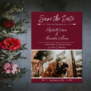 Save The Date Moderne Photo Enregistrer La Date   Rouge Vin