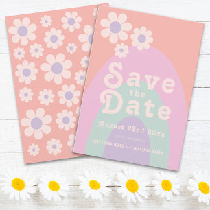 Save The Date Moderne Rétro les années 70 Mariage Pastel
