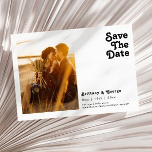 Save The Date Moderne Retro Lettrage photo horizontale