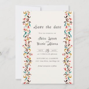Save The Date Moderne Romantique Élégant Mariage de couronne flo