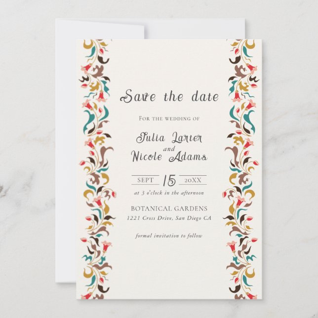 Save The Date Moderne Romantique Élégant Mariage de couronne flo (Devant)