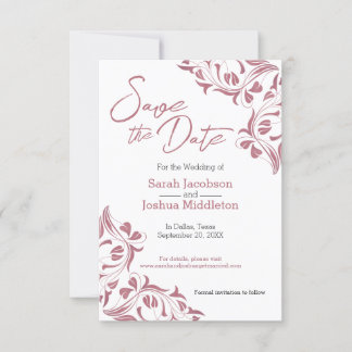 Save The Date Moderne Rose Or Floral Économisez La Date