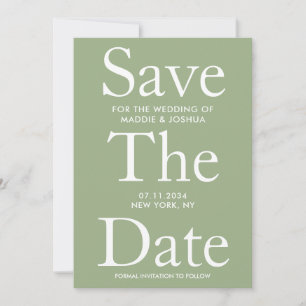 Save The Date Moderne Sage Lumière Vert Économisez La Date