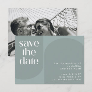 Save The Date Moderne Sage Turquoise Vert Géométrique Chic Maria