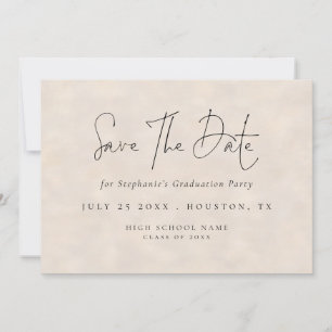 Save The Date Moderne Script 2025 Cream Texture Graduation