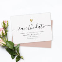 Moderne Script minimaliste Gold Vow Renouvellement