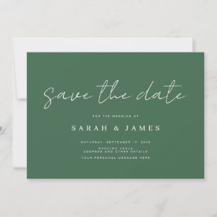 Save The Date Moderne simple Emerald Green Wedding Enregistrer l
