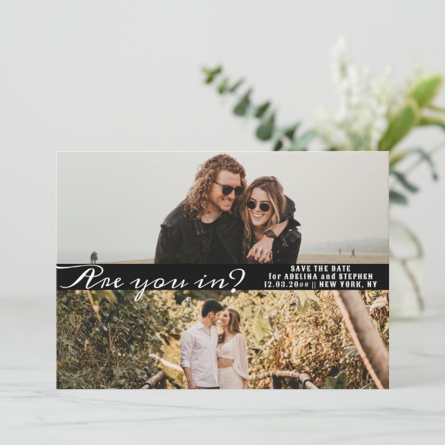 Save The Date Moderne Simple Script Deux Galerie Photo QR CODE (Debout devant)