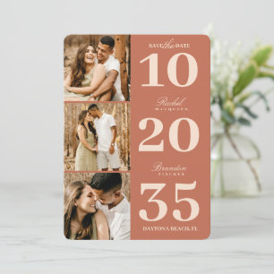 Save The Date Moderne Simple Terracotta Date Trois Mariage Photo