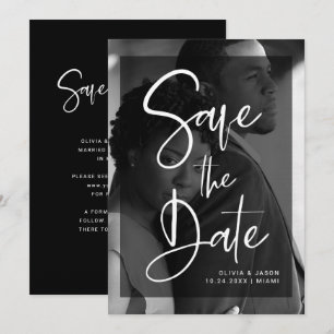 Save The Date Moderne superposition noir et blanc Photo