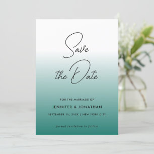 Save The Date Moderne tendance Élégant Turquoise Simple Calligra