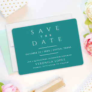 Save The Date Moderne tendance minimal Turquoise Mis Quince Años