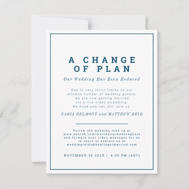 Save The Date Modification du plan par le mariage annuler l'invi (Devant)