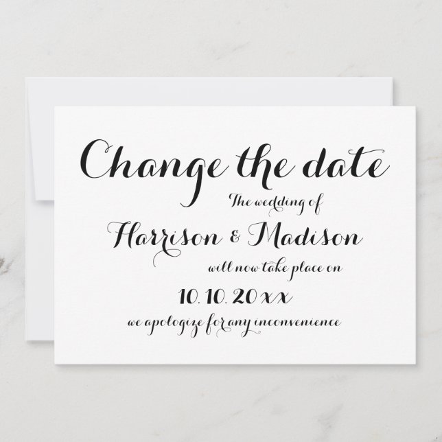 Save The Date Modifier la date, Mariage de calligraphie Faire-pa (Devant)