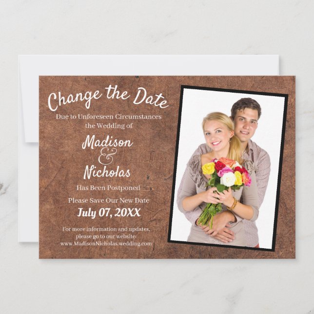 Save The Date Modifier la date Mariage photo - Parchemin Brown f (Devant)